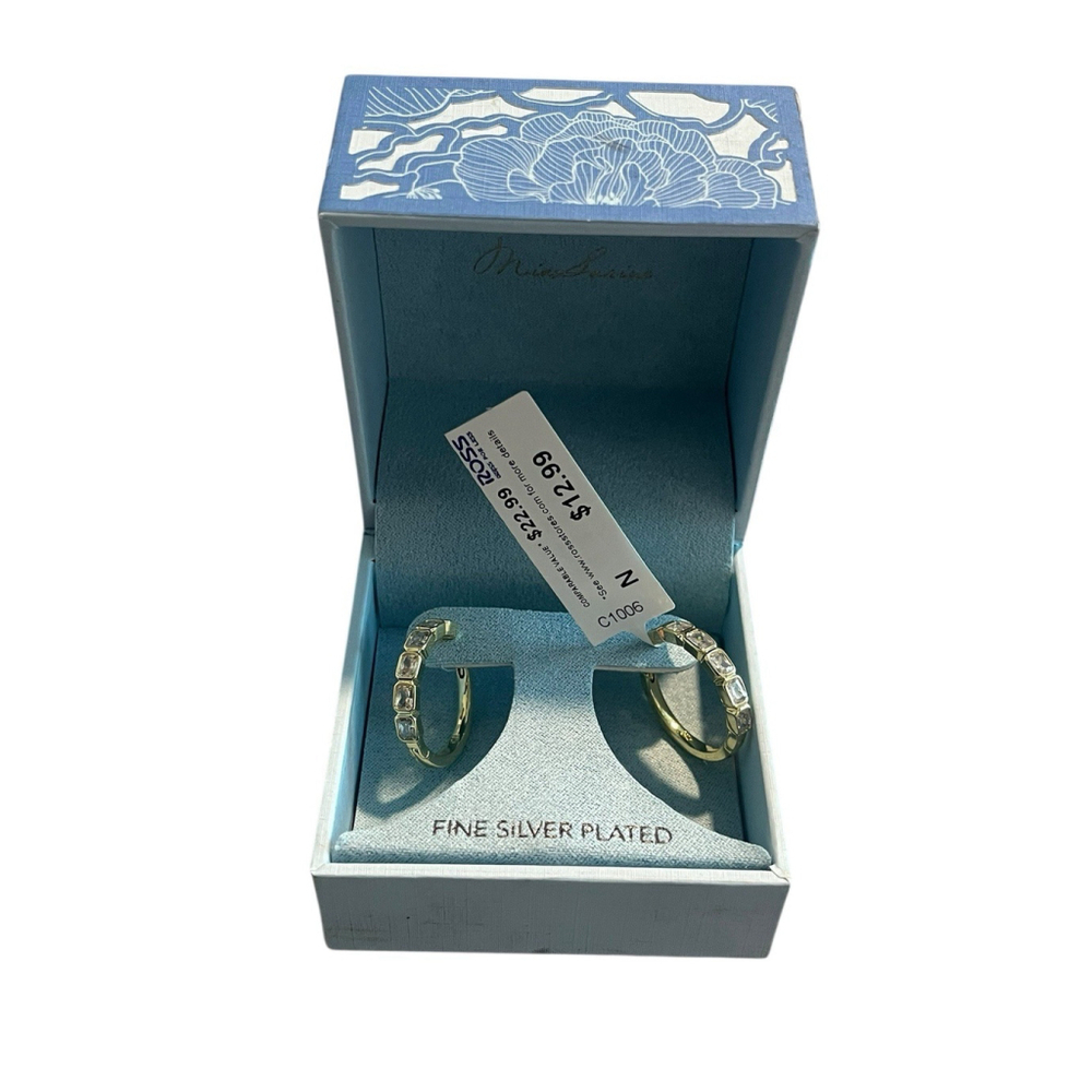 Mia Sarine Hoop Earrings Silver Plated Cubic Zirconia Diamonds NEW